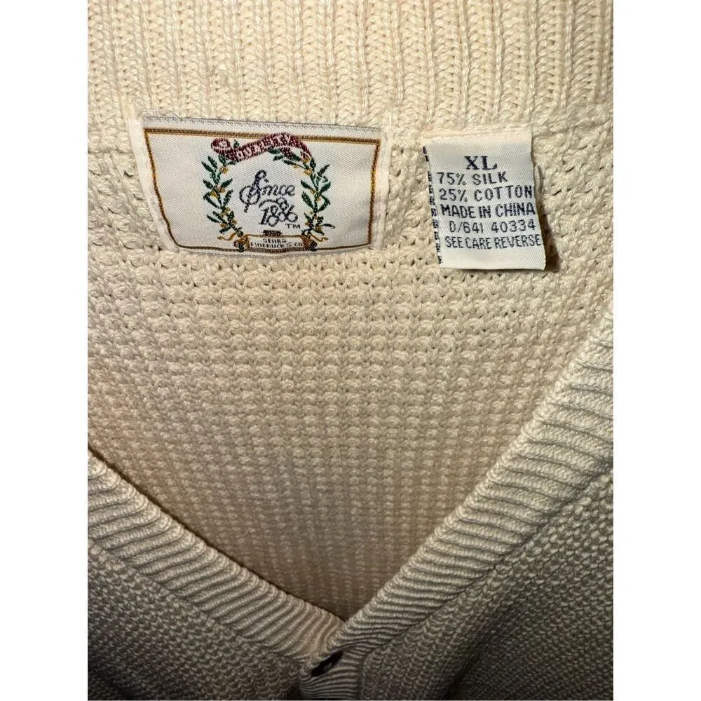 Vintage 90’s Silk Blend Oversized Cream Knit Vest